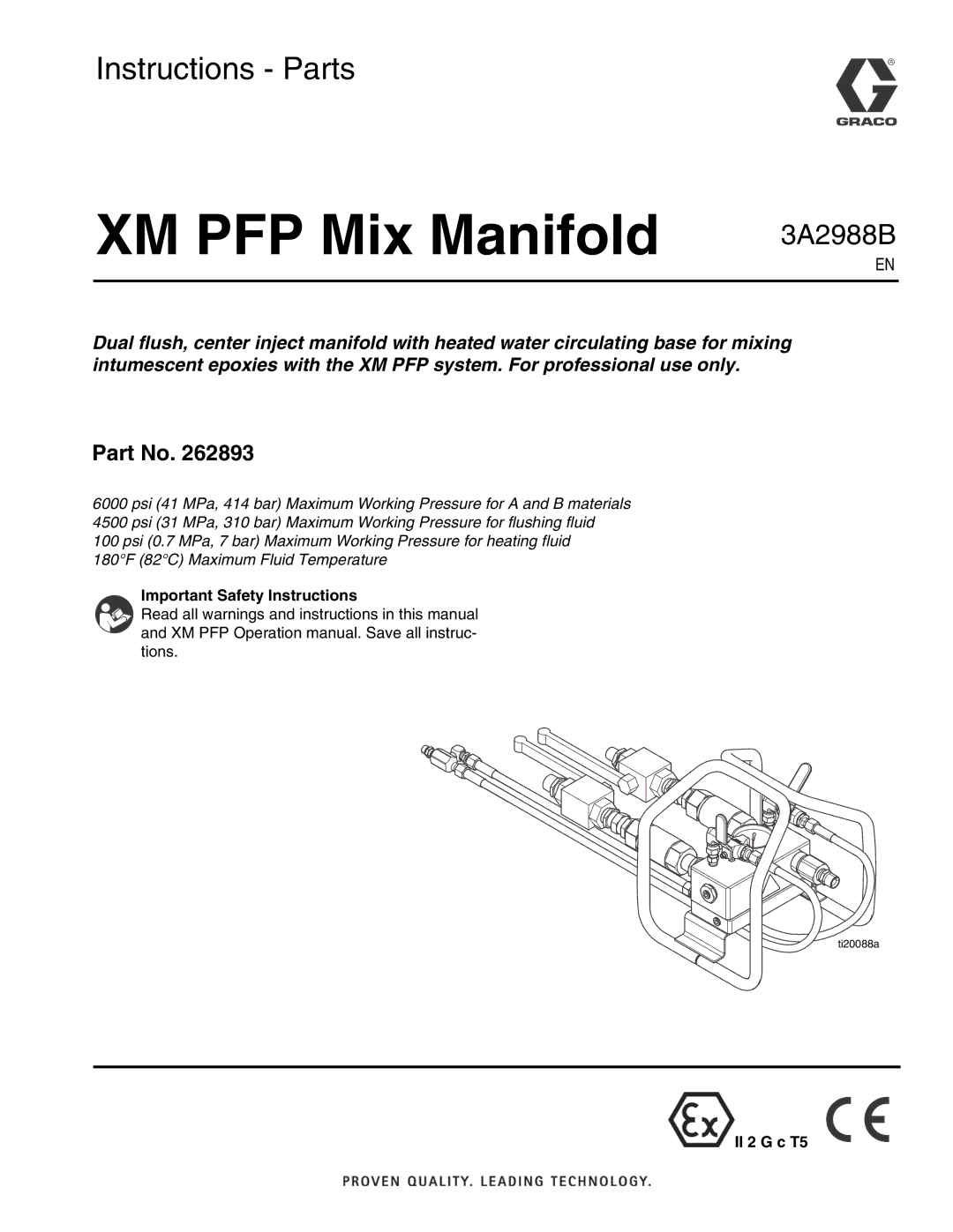 Graco 262893 important safety instructions XM PFP Mix Manifold 