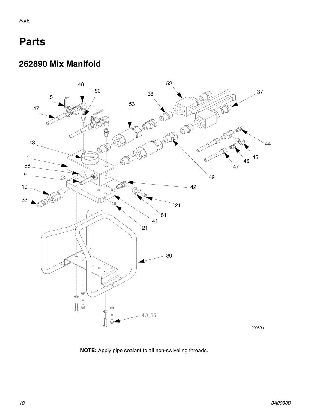 Graco 262893 important safety instructions Parts, Mix Manifold 