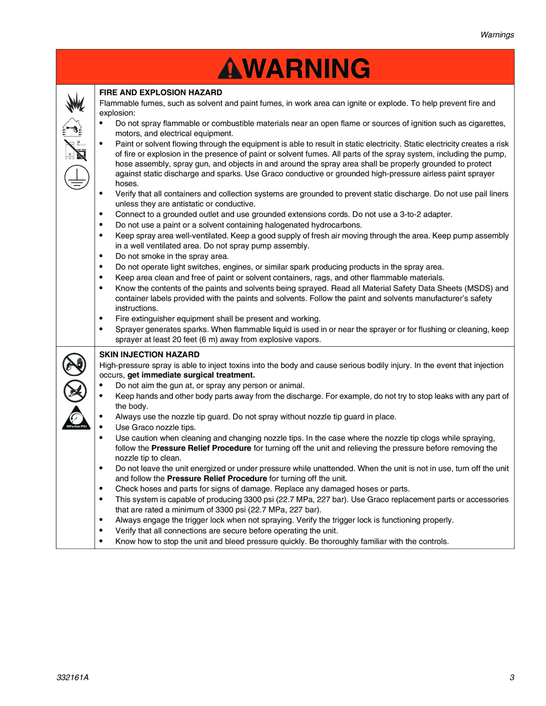 Graco 262906 important safety instructions Fire and Explosion Hazard 