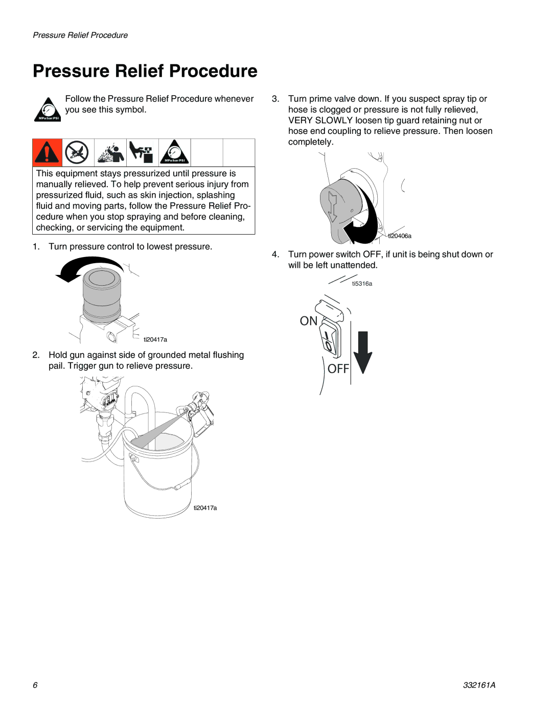 Graco 262906 important safety instructions Pressure Relief Procedure 