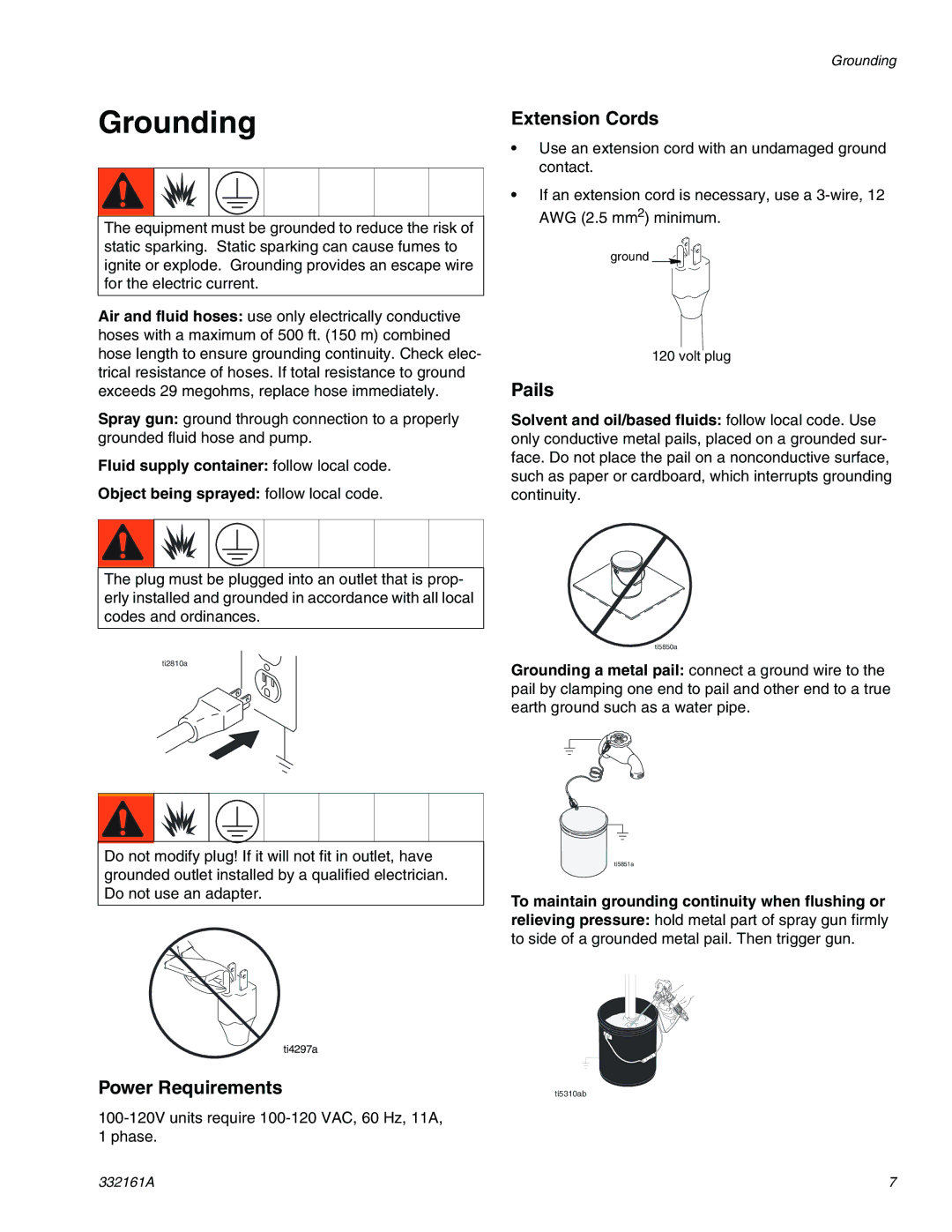 Graco 262906 important safety instructions Grounding, Extension Cords 