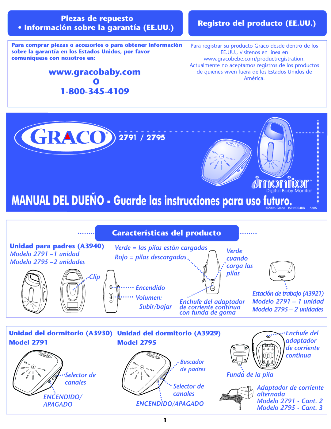 Graco A3940, 2795, 2791, A3929 warranty Características del producto, Apagado 