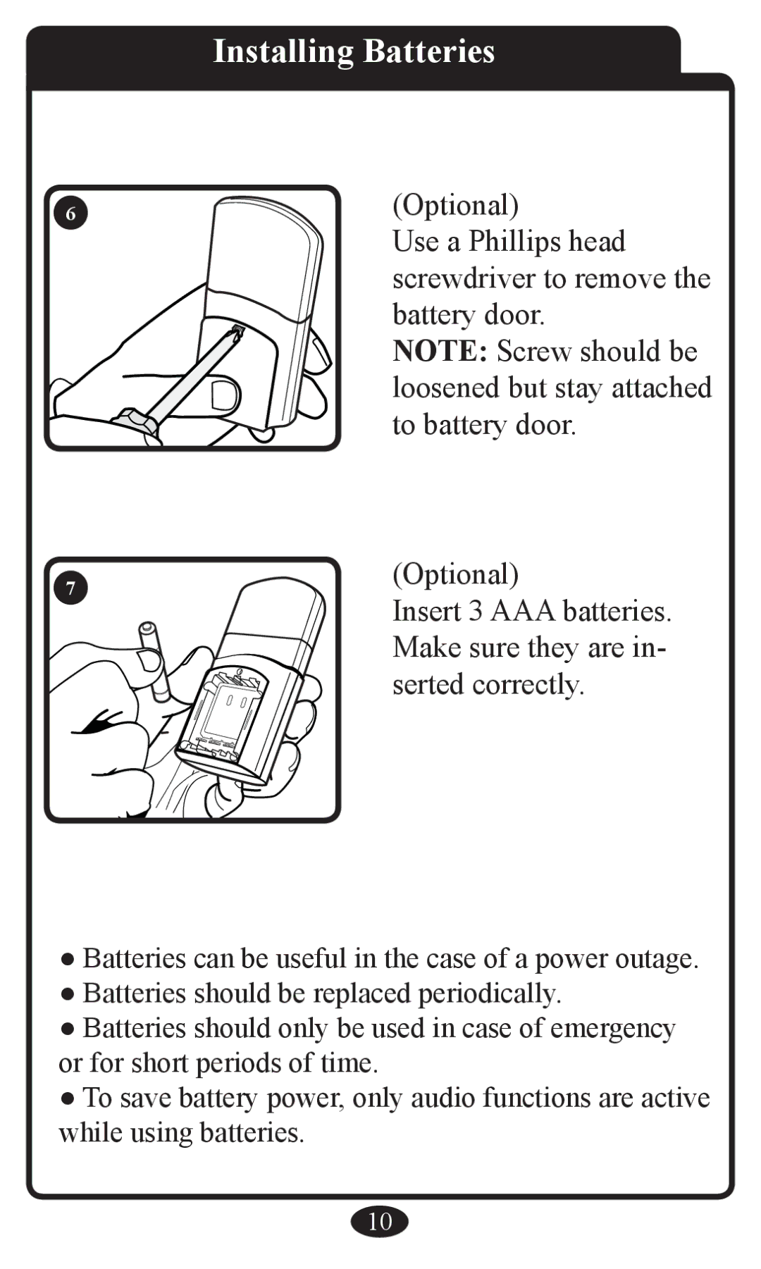 Graco 2797 manual Installing Batteries 