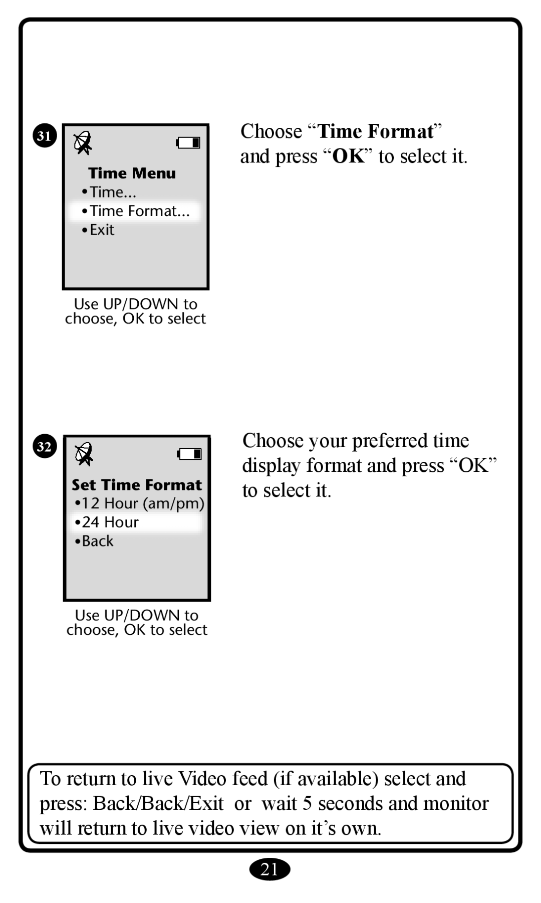 Graco 2797 manual Choose Time Format 