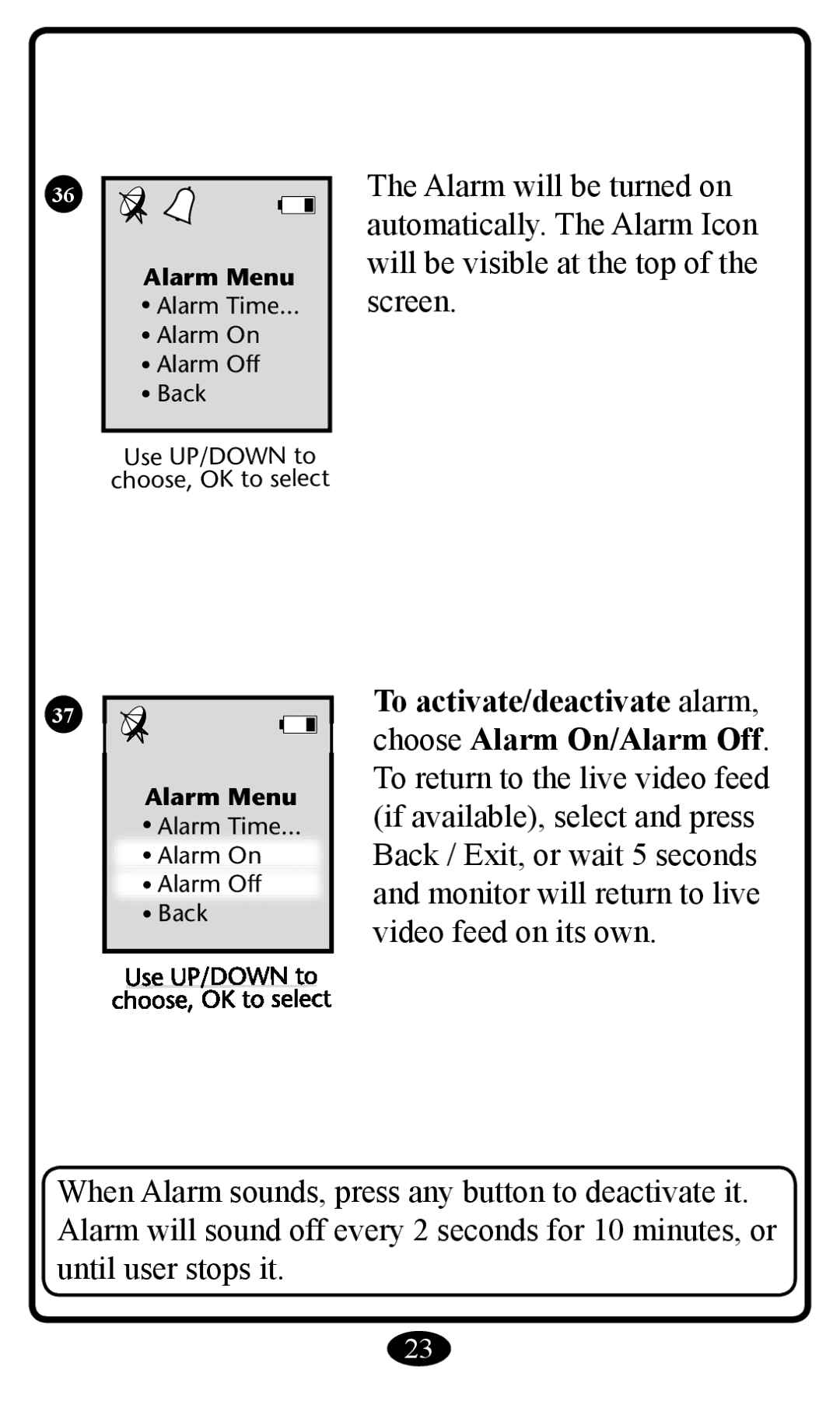 Graco 2797 manual Alarm Menu 