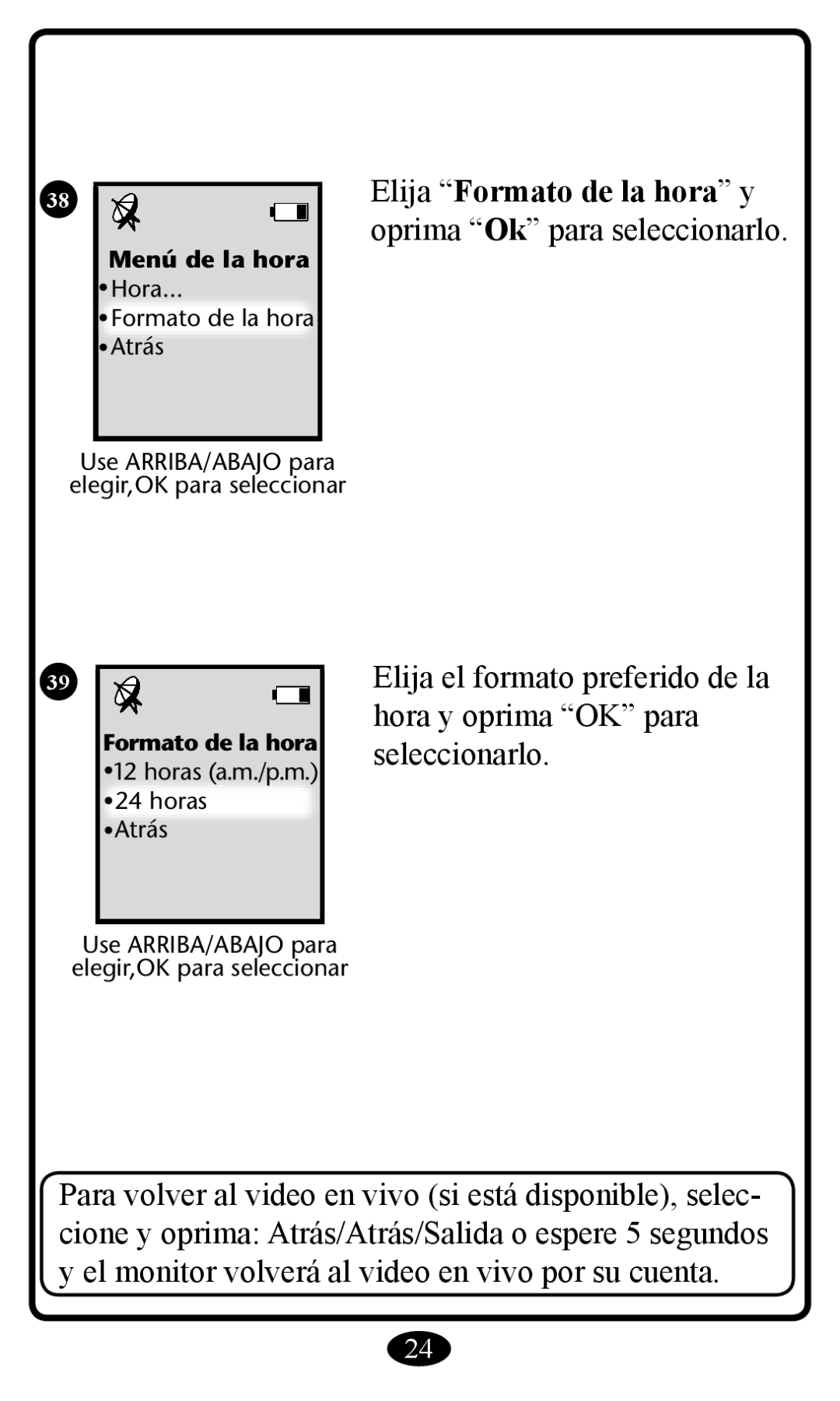 Graco 2797 manual Elija Formato de la hora y 