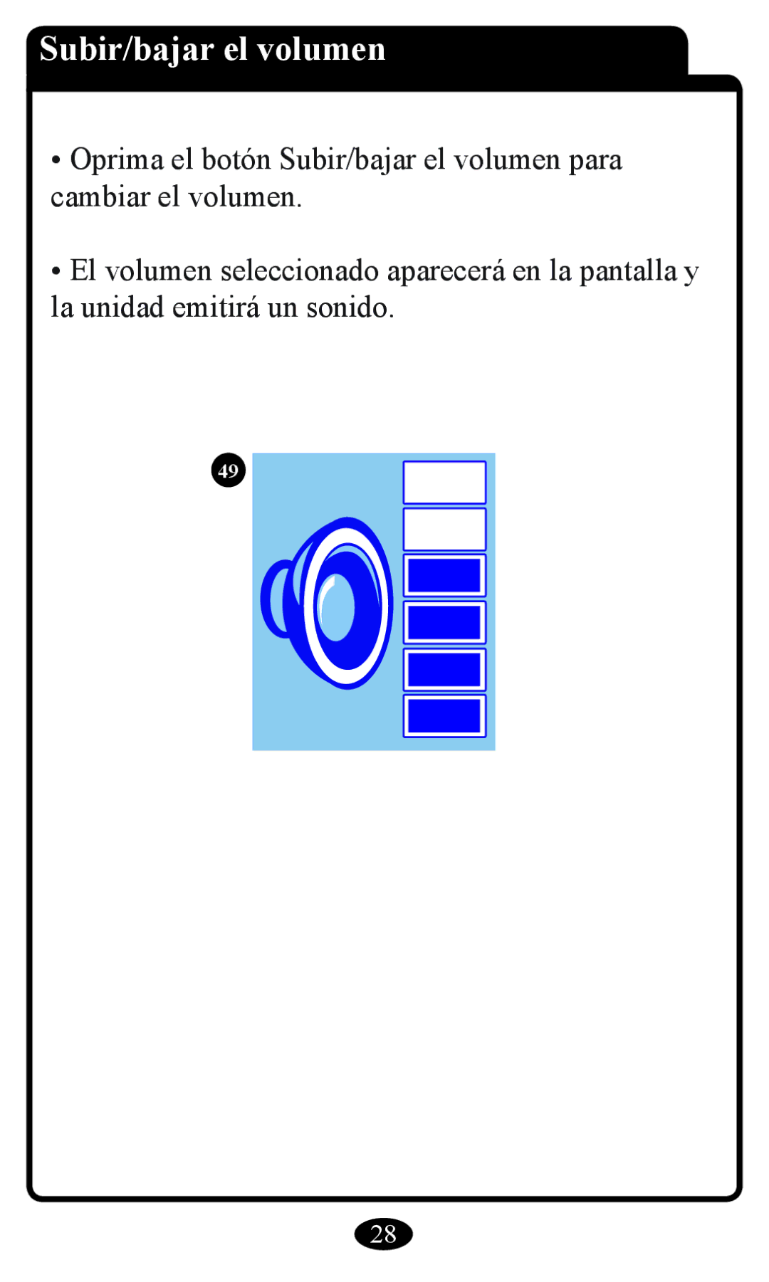 Graco 2797 manual Subir/bajar el volumen 