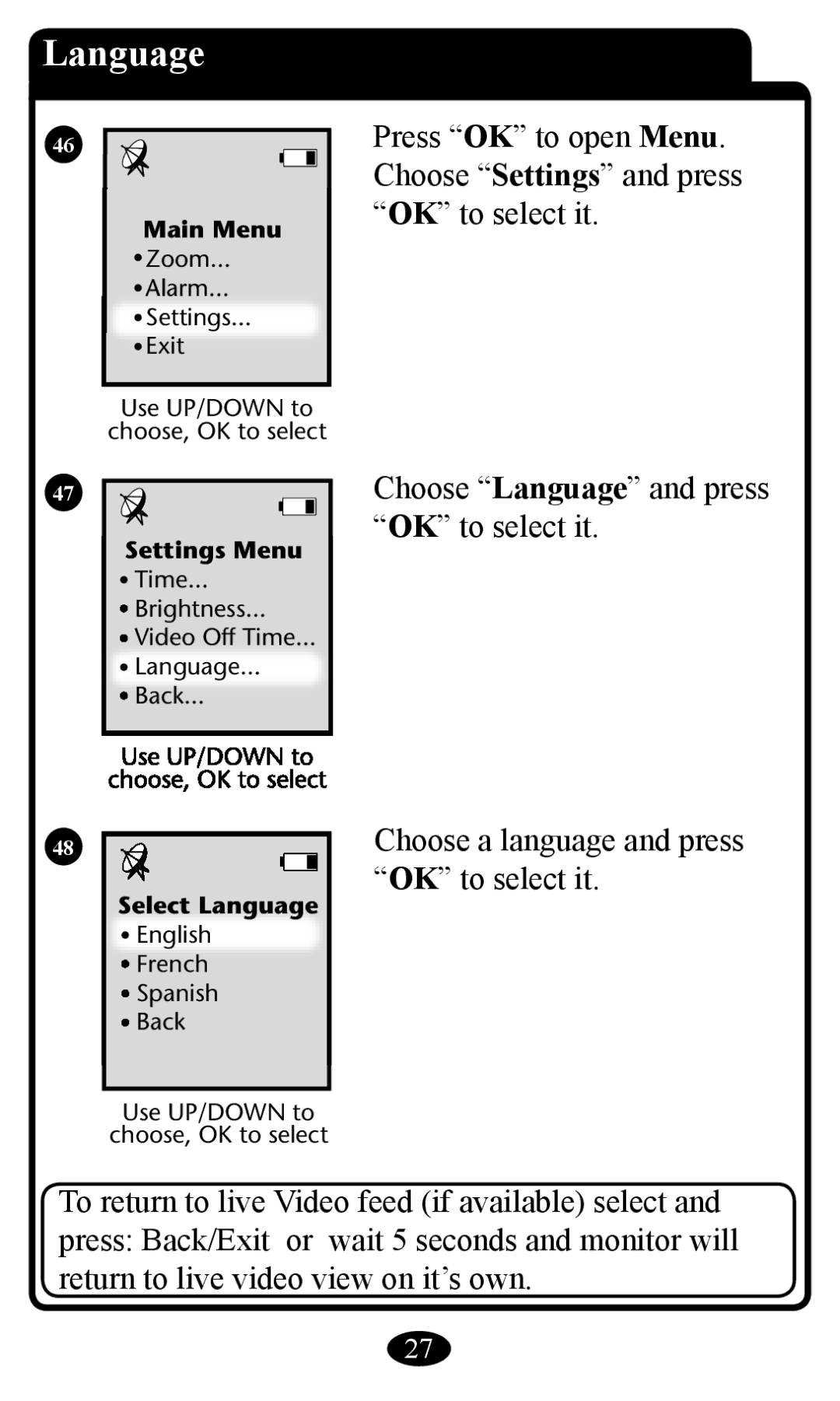 Graco 2797 owner manual Language 