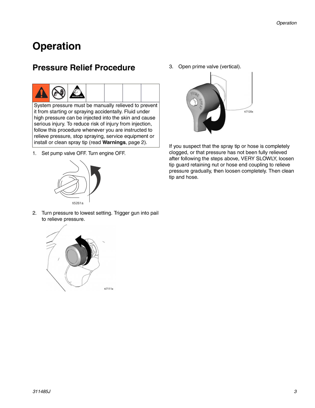 Graco 287834 important safety instructions Operation, Pressure Relief Procedure 