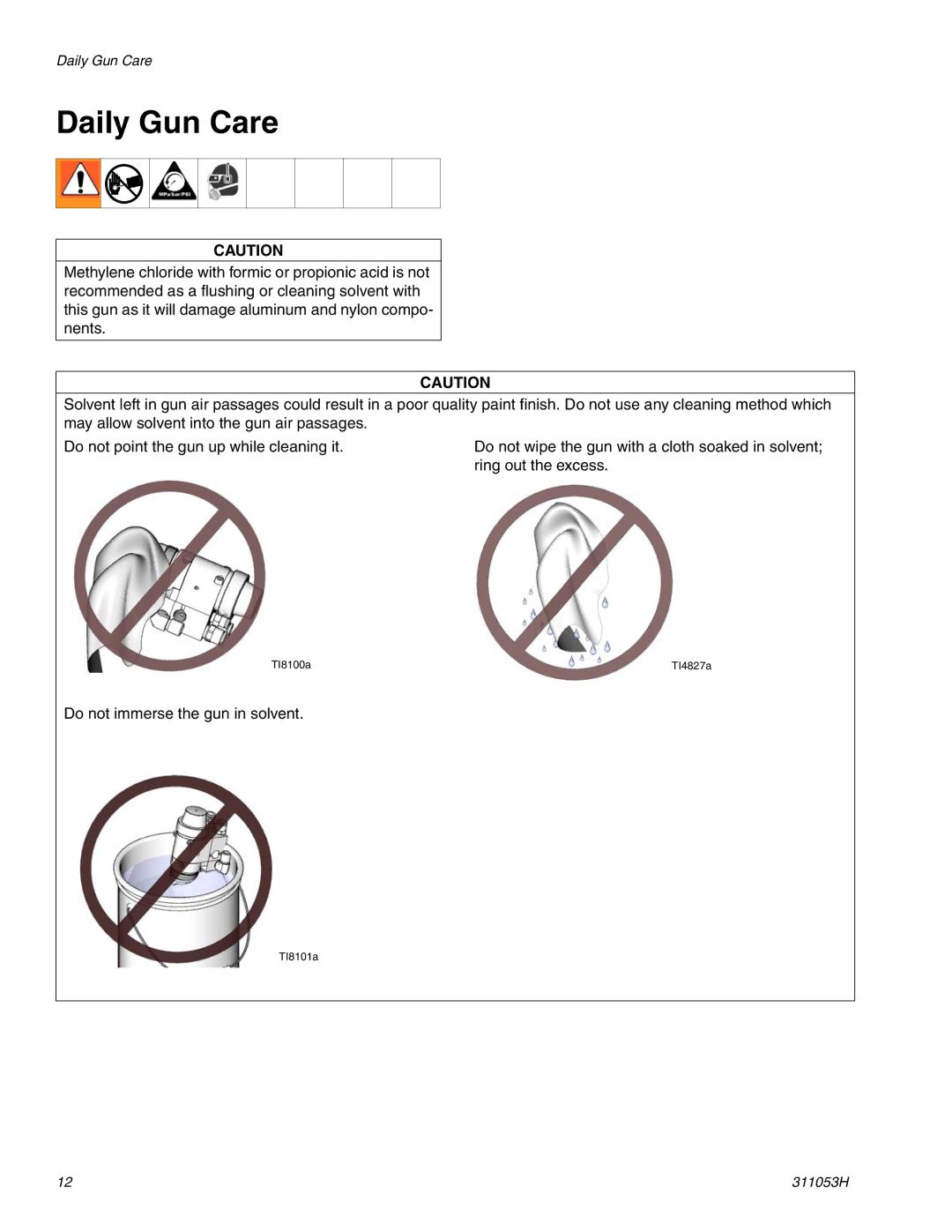 Graco 288048 important safety instructions Daily Gun Care 