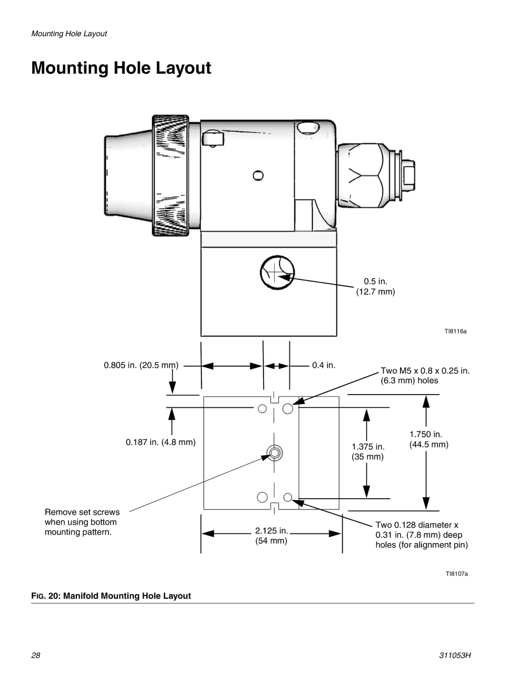 Graco 288048 important safety instructions Manifold Mounting Hole Layout 