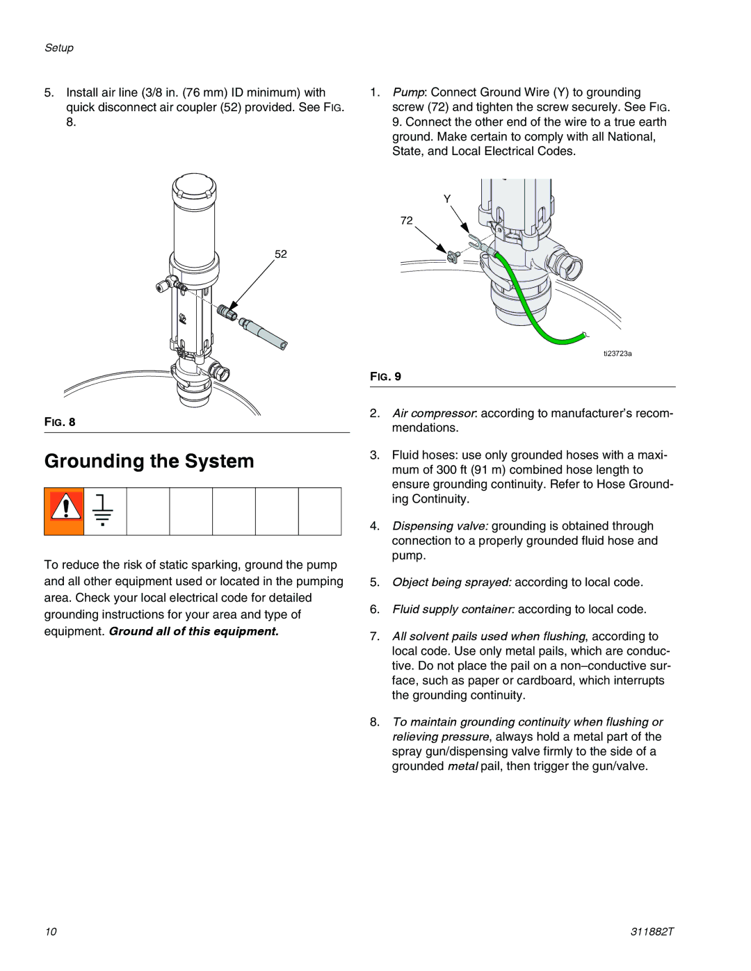 Graco 295616 important safety instructions Grounding the System 