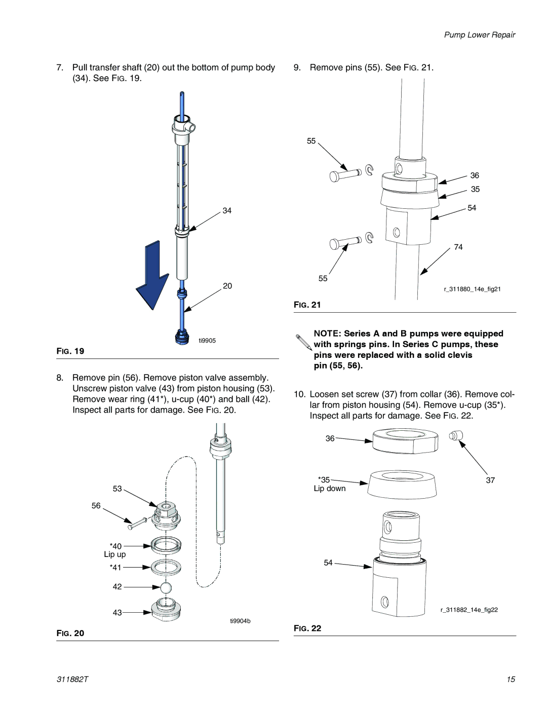 Graco 295616 important safety instructions Remove pins 55. See FIG 