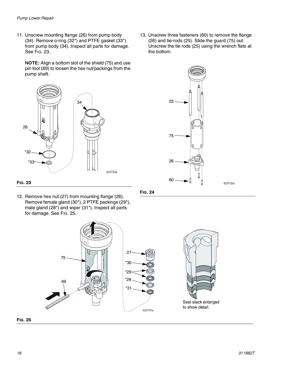 Graco 295616 important safety instructions Seal stack enlarged to show detail 