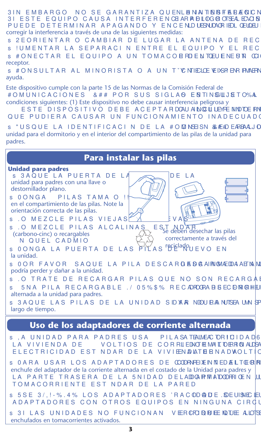 Graco 2L05VIB Para instalar las pilas, Uso de los adaptadores de corriente alternada, Unidad para padres, Nóquelcadmio  