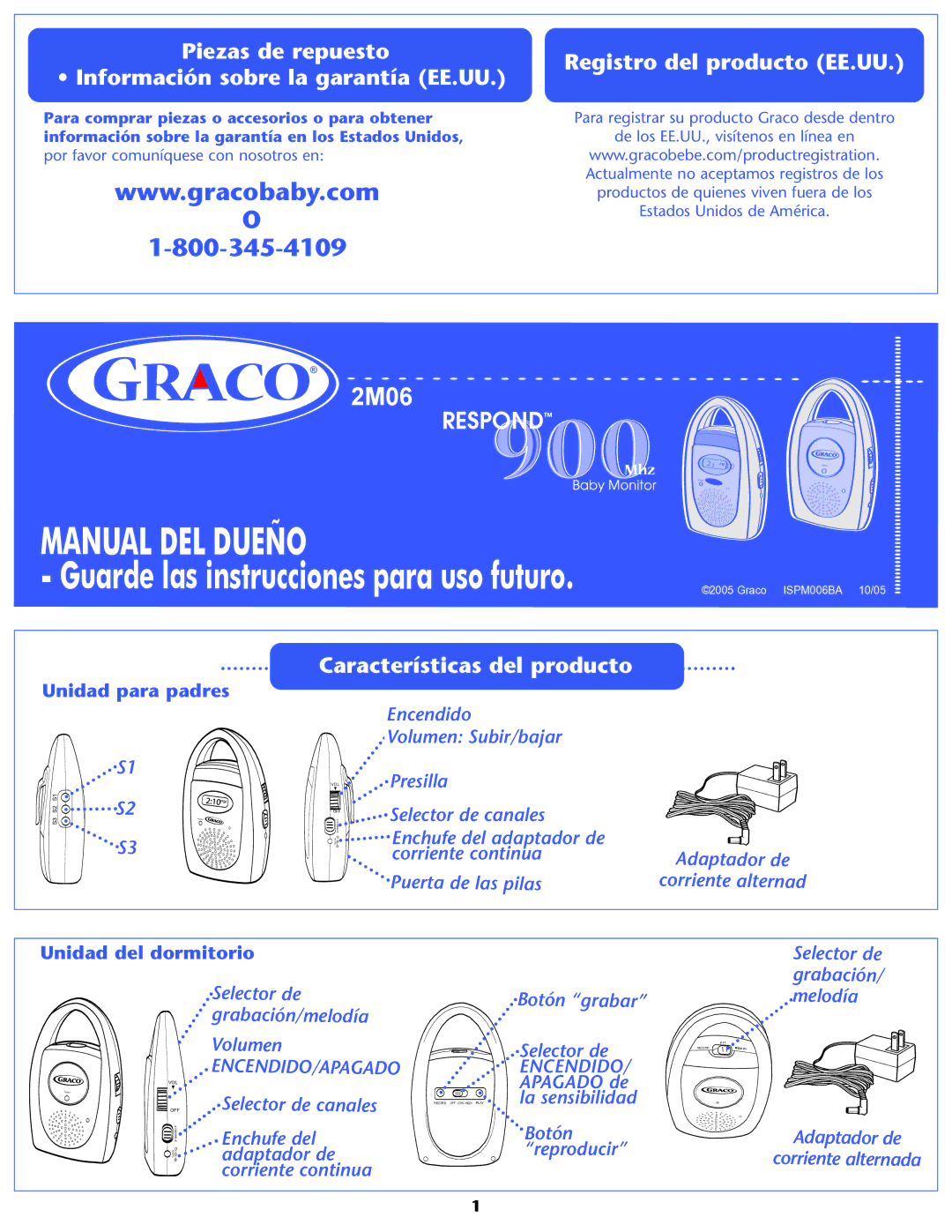 Graco 2M06 manual Piezas de repuesto Información sobre la garantía EE.UU, Registro del producto EE.UU 