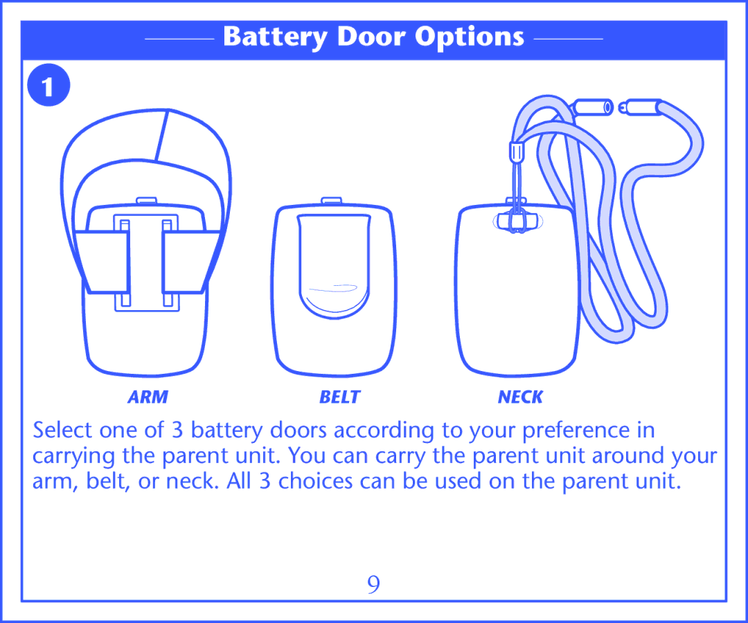 Graco 2M13 quick start Battery Door Options 