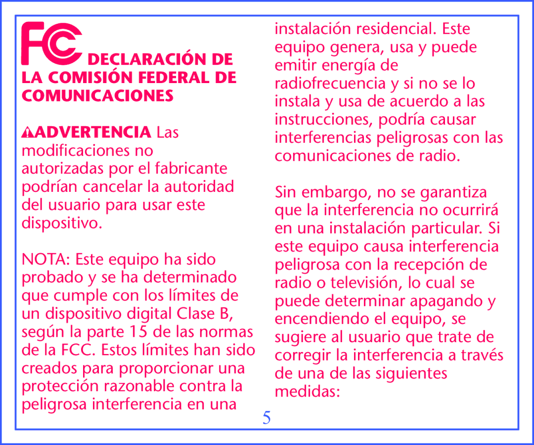 Graco 2M13 quick start Declaración DE LA Comisión Federal DE Comunicaciones 