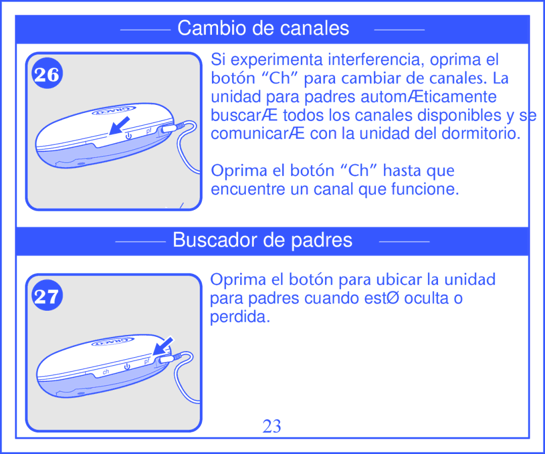 Graco 2M13 quick start Cambio de canales, Buscador de padres 