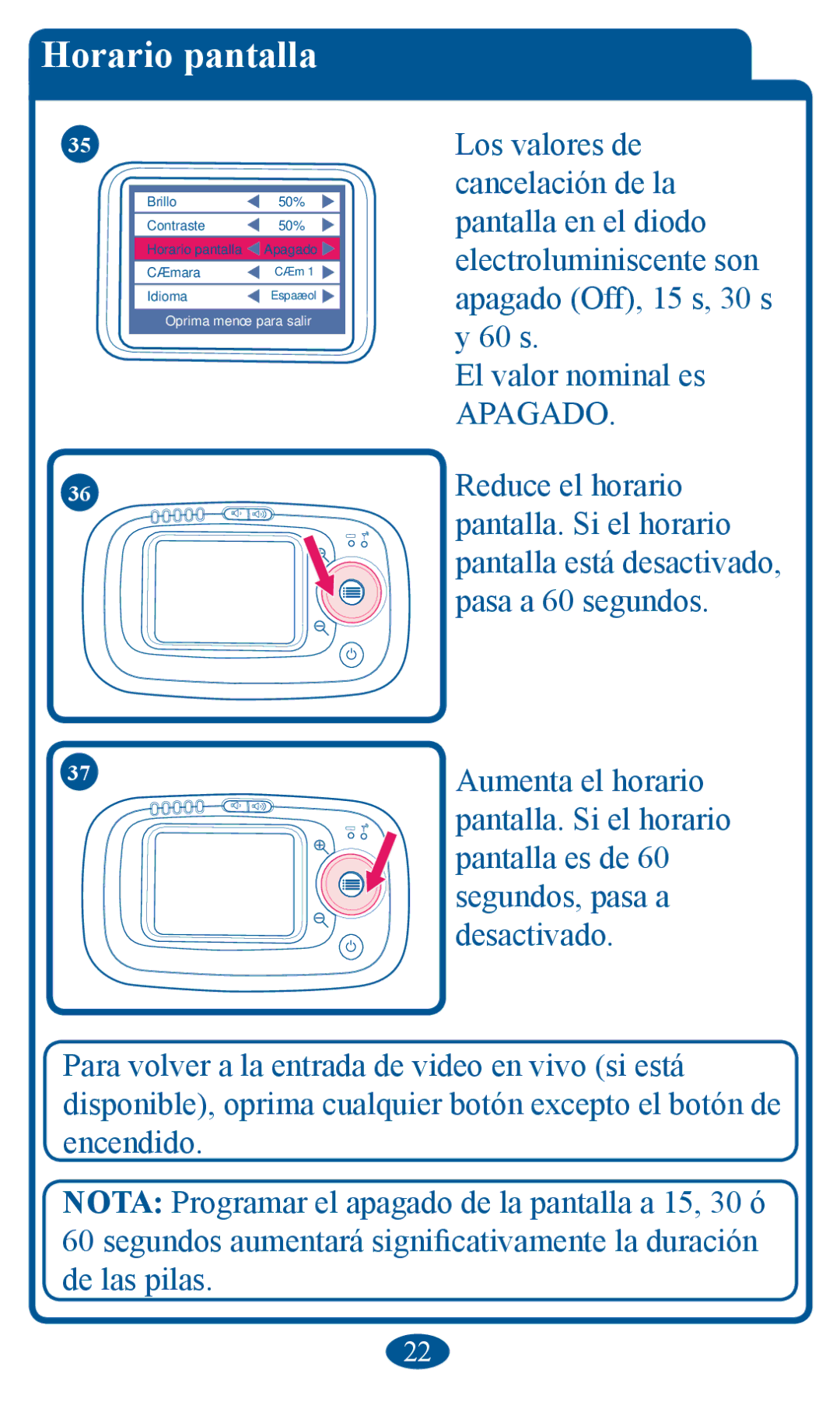 Graco 2V00 manual HorDrio pDntDllD, RvYdoruhvGh, Ghvdfwlydgr, Hqfhqglgr 