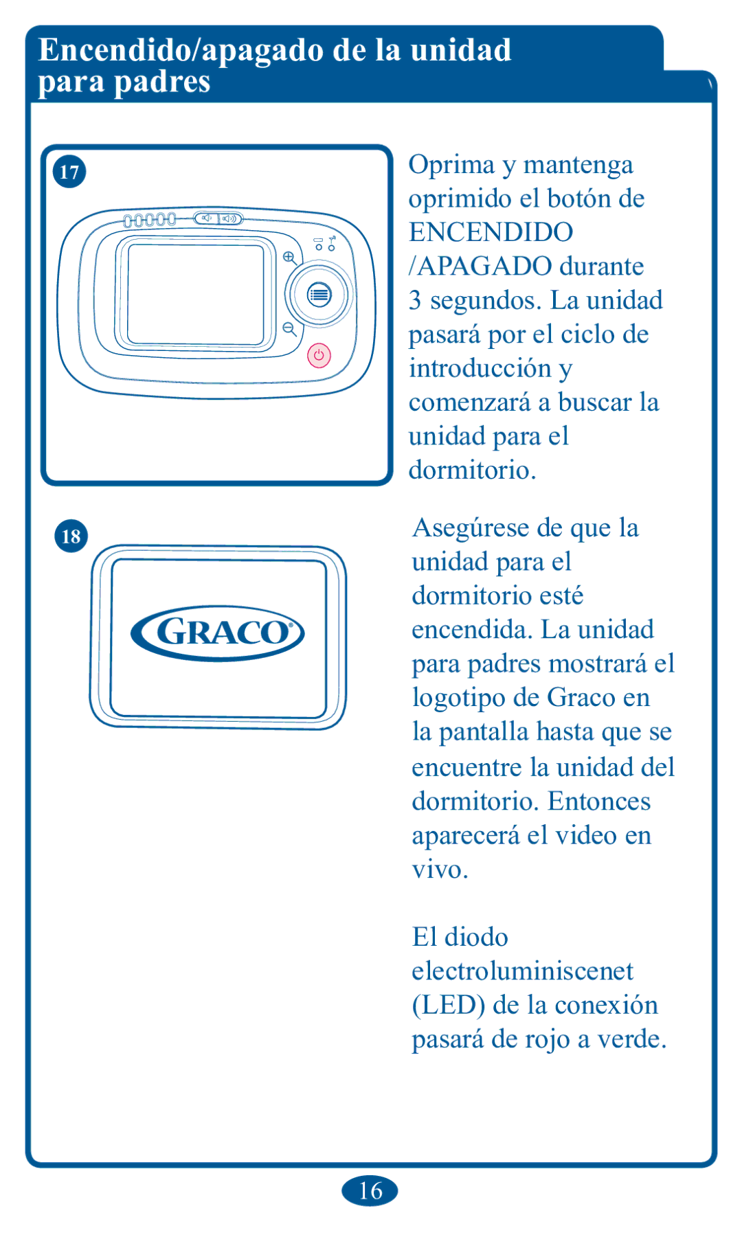 Graco 2V00 Encendido/DpDJDdo de lD unidDd pDrD pDdreV, 2SULPD\PDQWHQJD, XqlgdgSdudHo Gruplwrulr, Ylyr Glrgr 