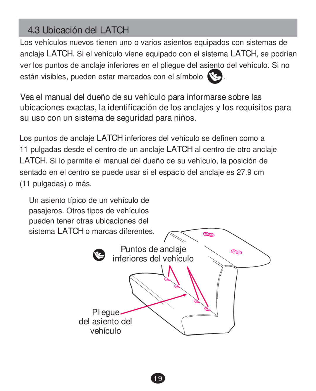 Graco 30 manual Ubicación del Latch 