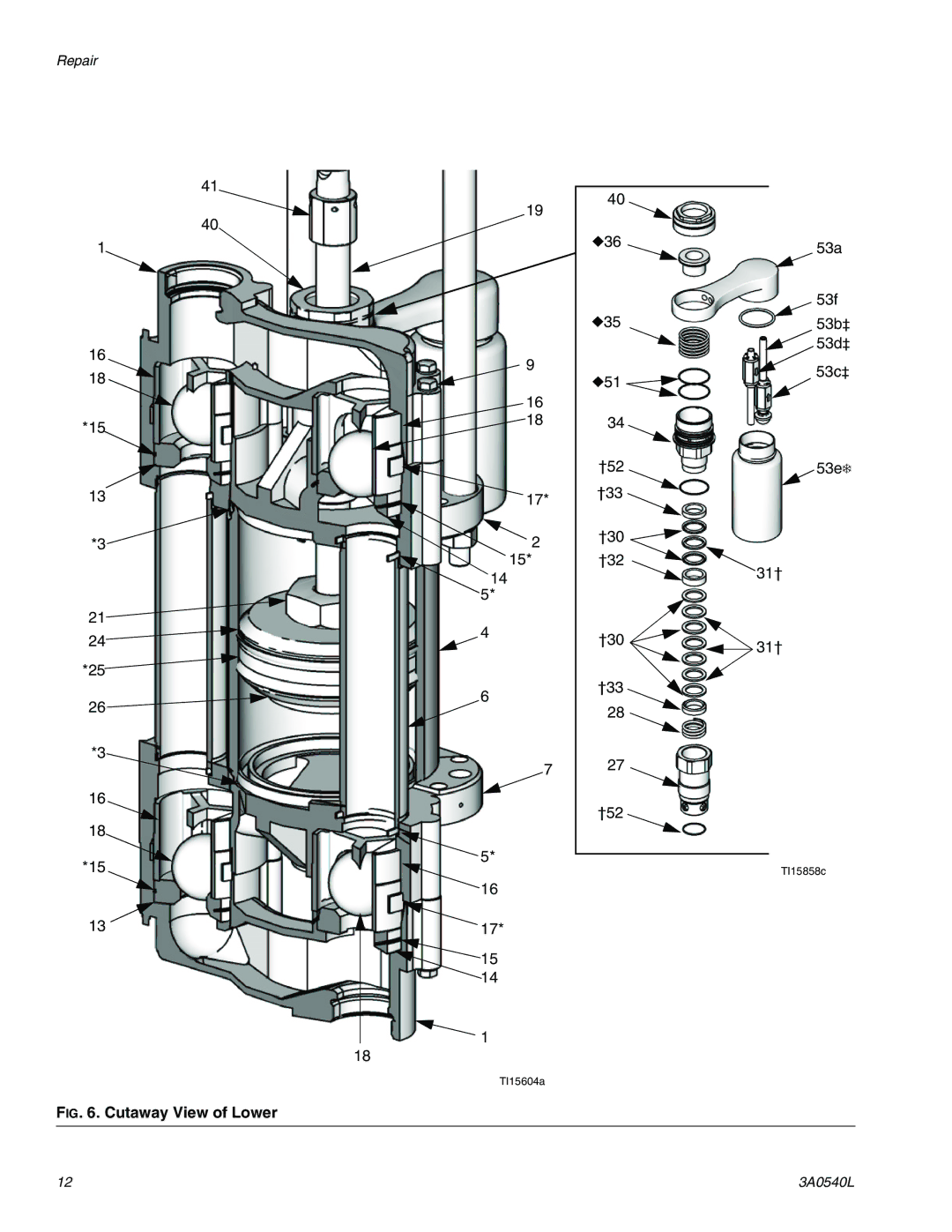 Graco 3000cc, 4000cc important safety instructions Cutaway View of Lower 