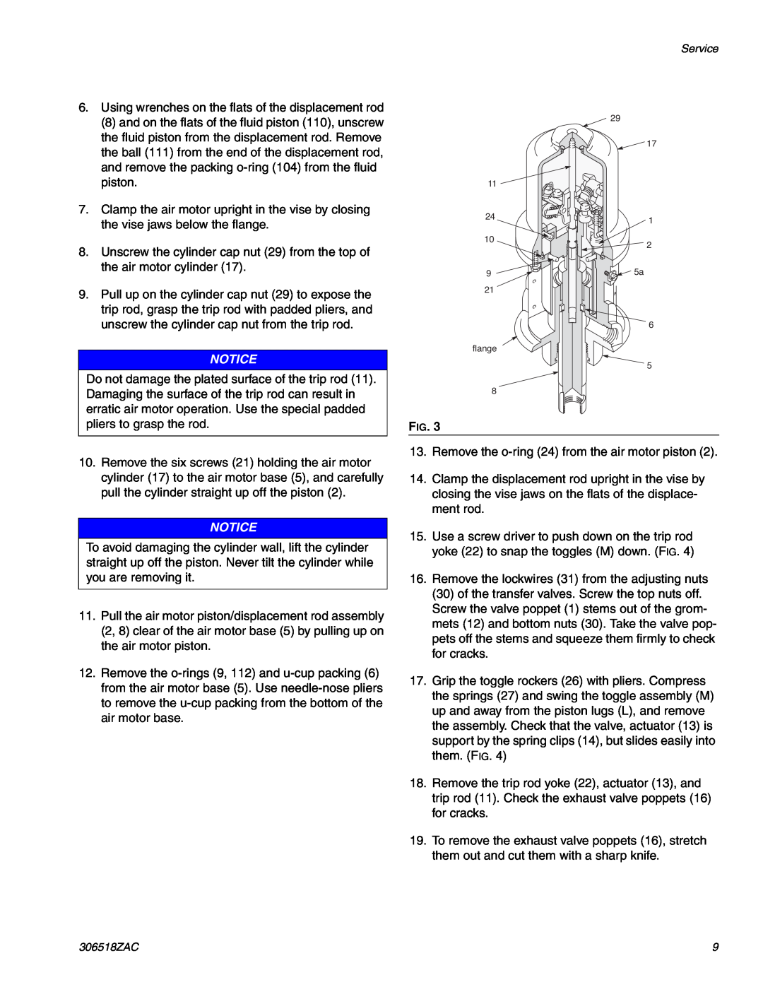 Graco 306518ZAC important safety instructions pliers to grasp the rod 