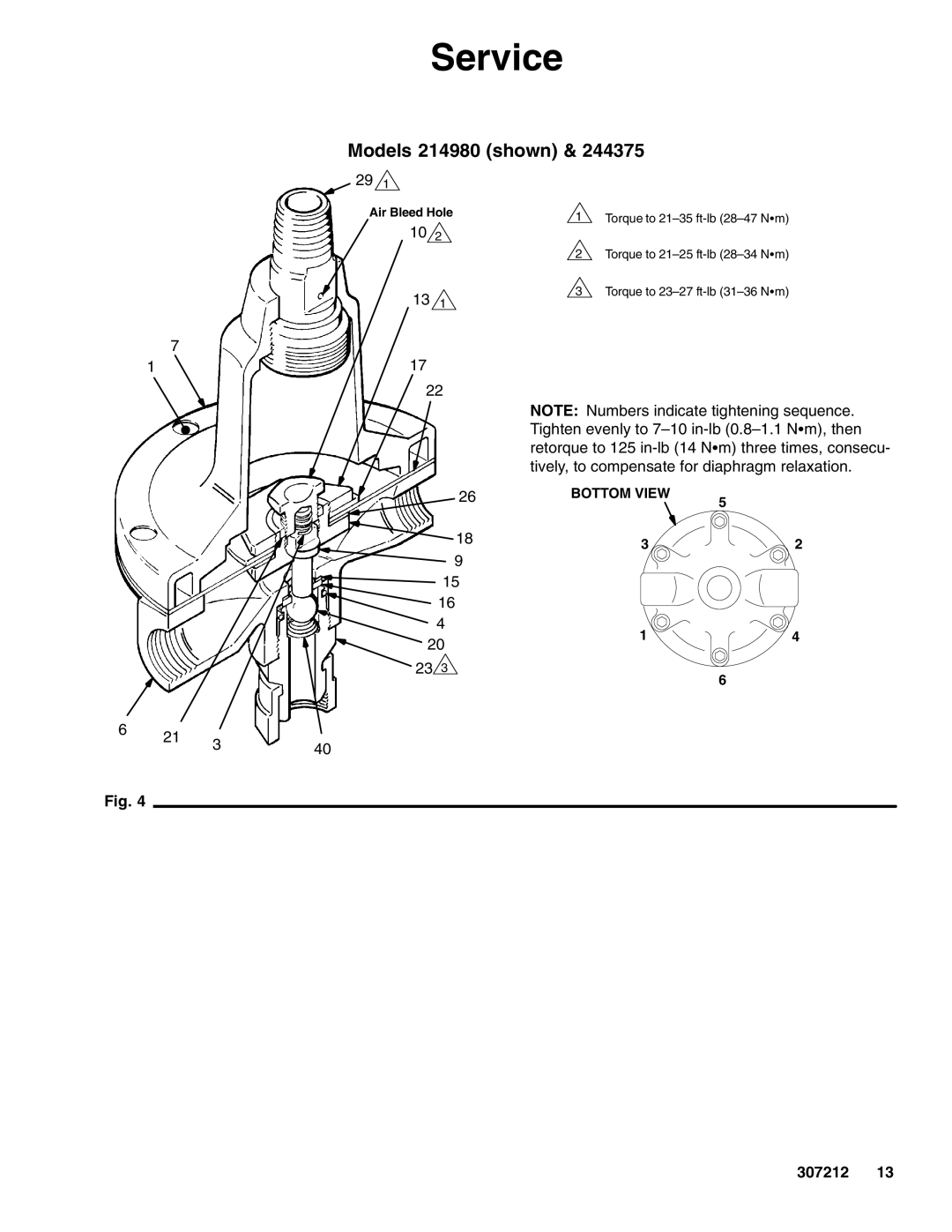 Graco 307212ZAC important safety instructions Models 214980 shown, Air Bleed Hole 