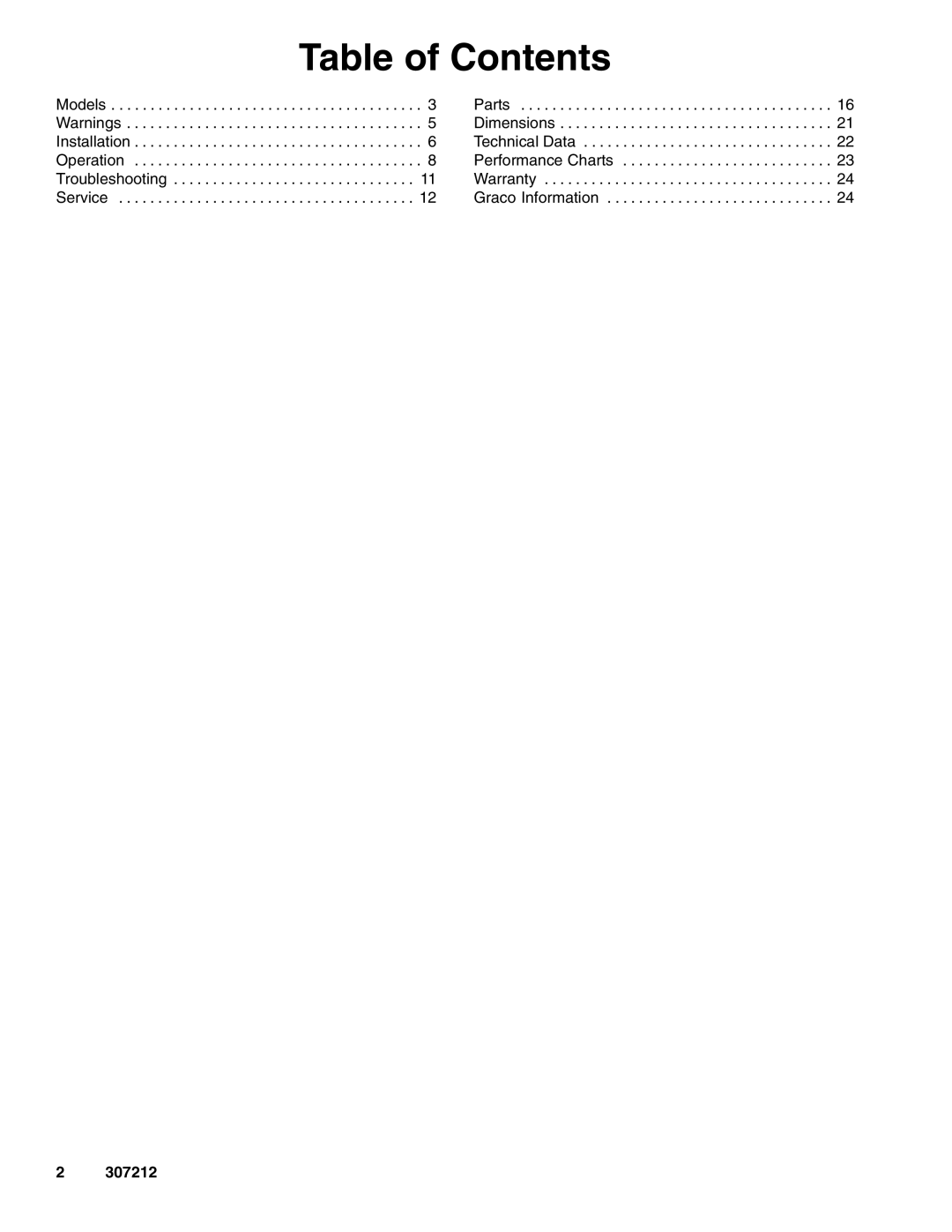 Graco 307212ZAC important safety instructions Table of Contents 