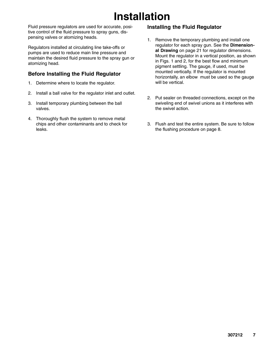 Graco 307212ZAC important safety instructions Before Installing the Fluid Regulator 