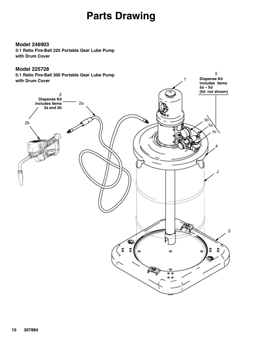 Graco 307884S important safety instructions Parts Drawing, Model 