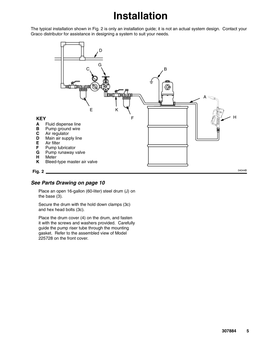 Graco 307884S important safety instructions See Parts Drawing on 