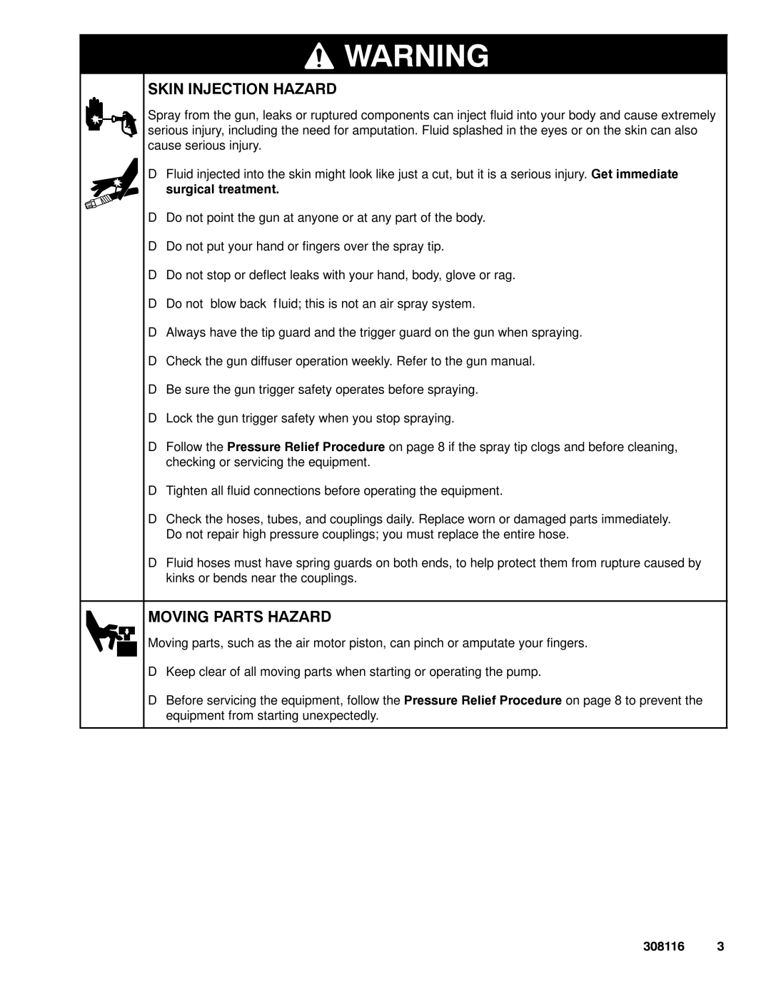 Graco 308116T important safety instructions Skin Injection Hazard, Surgical treatment 