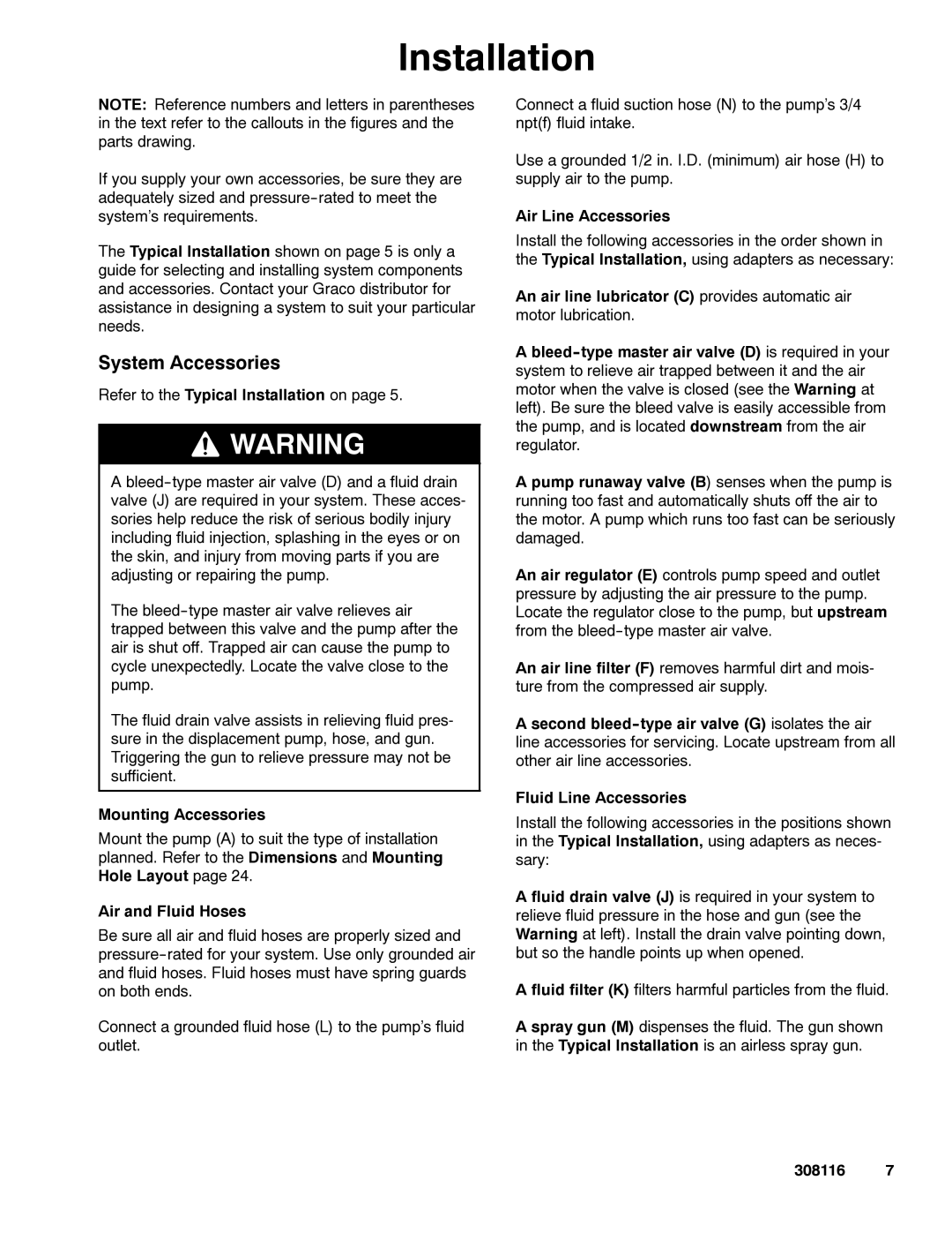 Graco 308116T System Accessories, Mounting Accessories, Air and Fluid Hoses, Air Line Accessories 