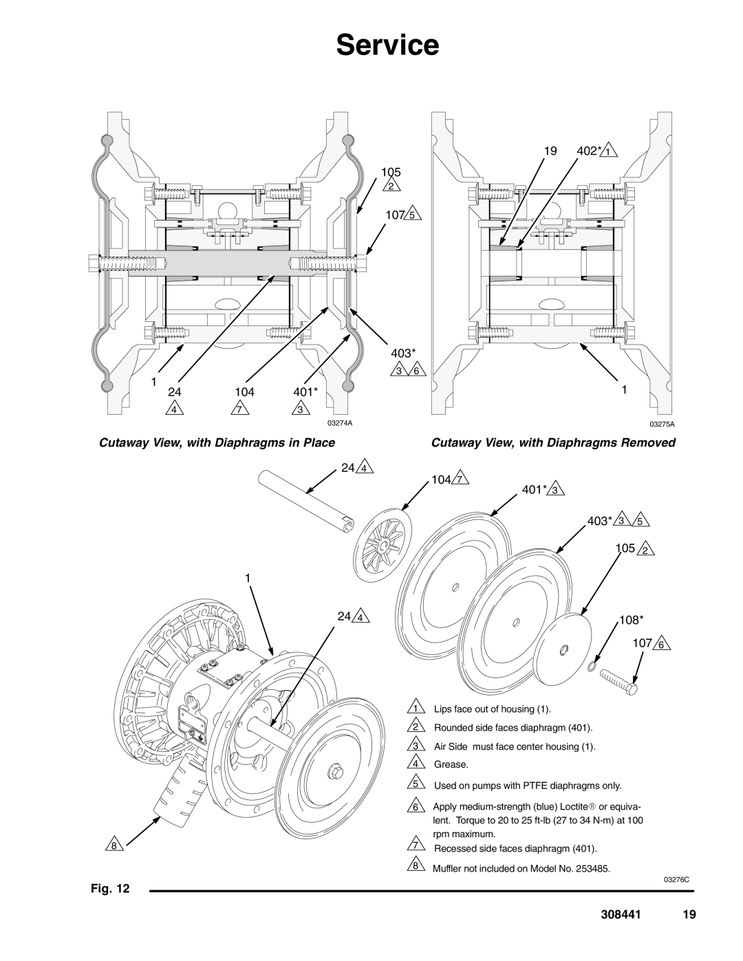 Graco 308441ZAD important safety instructions 19 402 105 107 403 104 401 