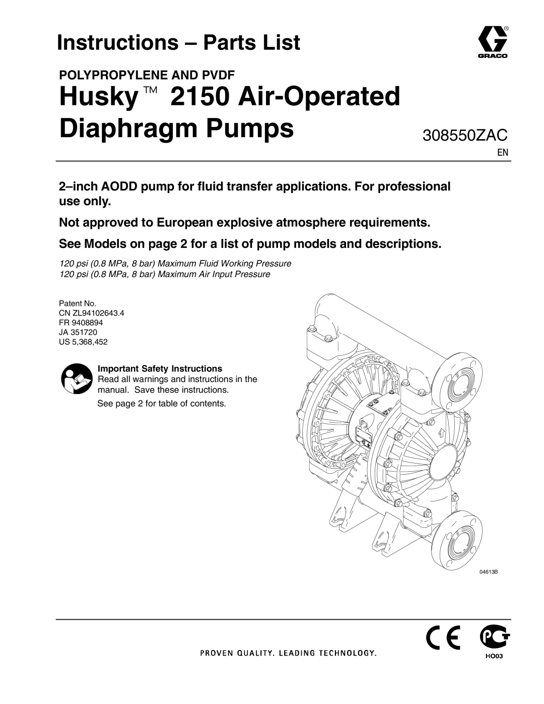 Graco 308550ZAC important safety instructions Instructions Parts List, Important Safety Instructions 