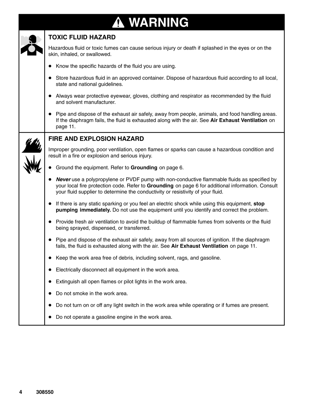 Graco 308550ZAC important safety instructions Toxic Fluid Hazard 