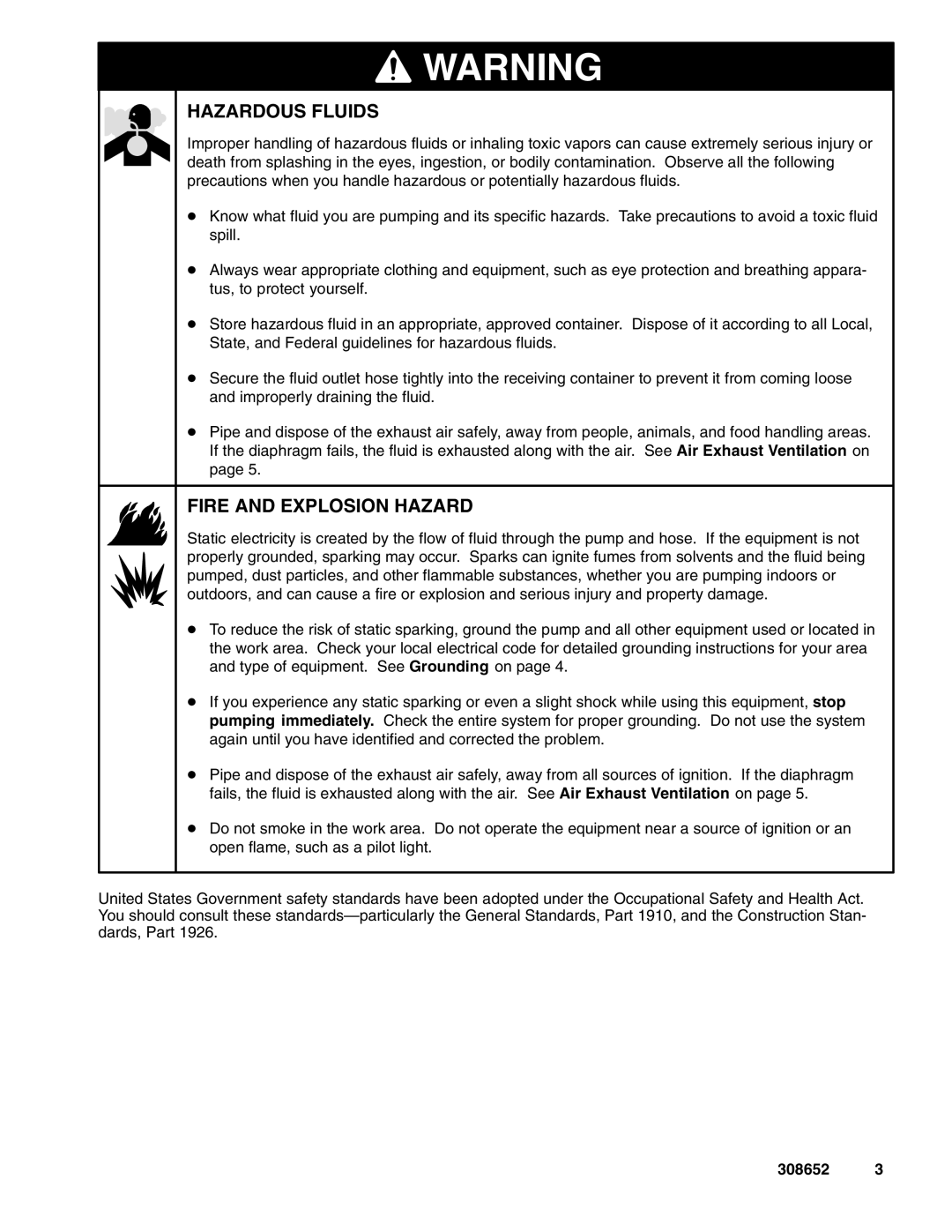 Graco 308652Y important safety instructions Hazardous Fluids 