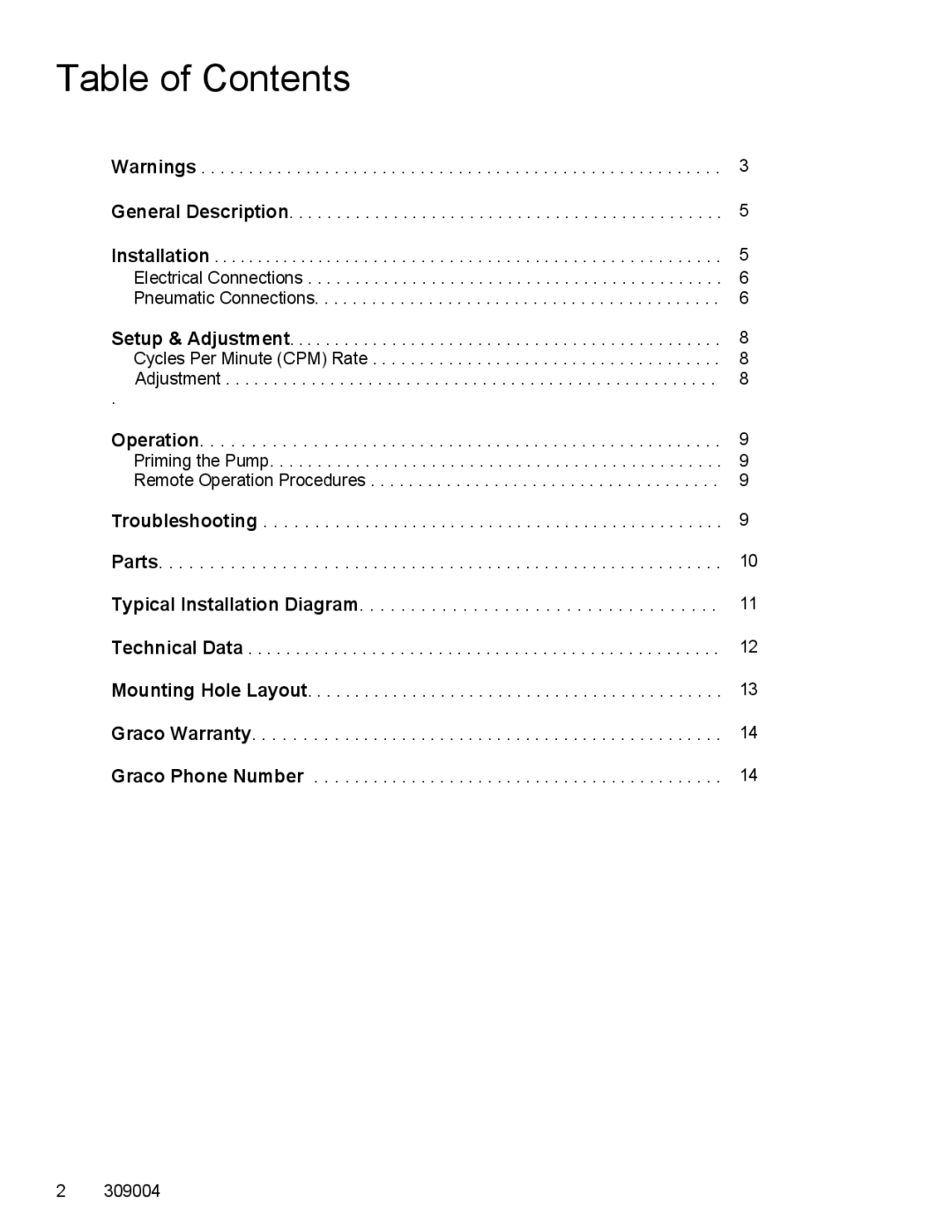 Graco 309004C important safety instructions Table of Contents 