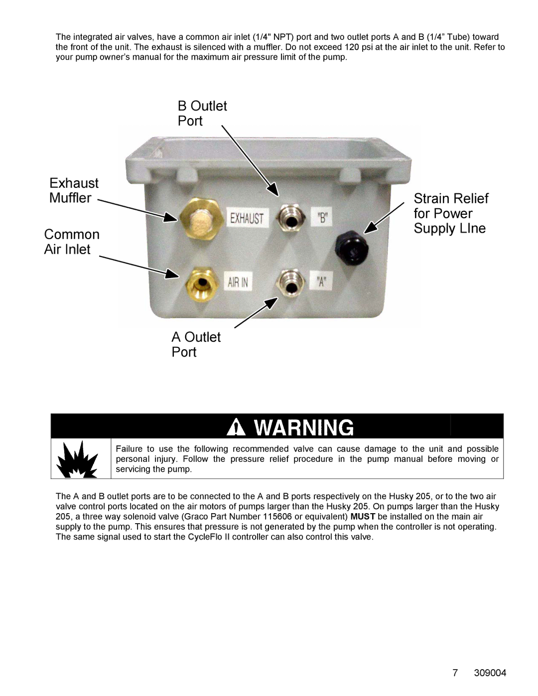 Graco 309004C important safety instructions Outlet Port Exhaust Muffler 