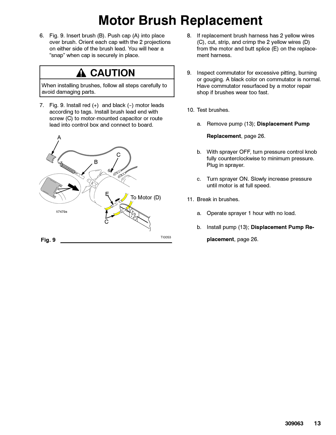 Graco 309063F important safety instructions Install pump 13 Displacement Pump Re- placement, 309063 