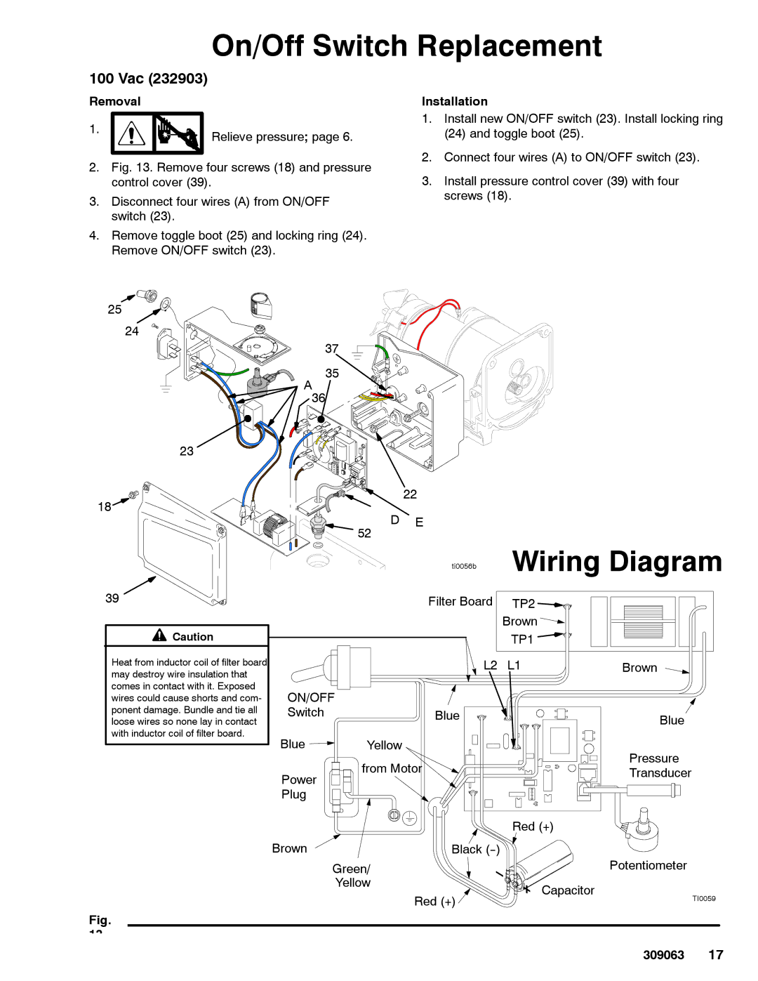 Graco 309063F important safety instructions 100 Vac, Removal 