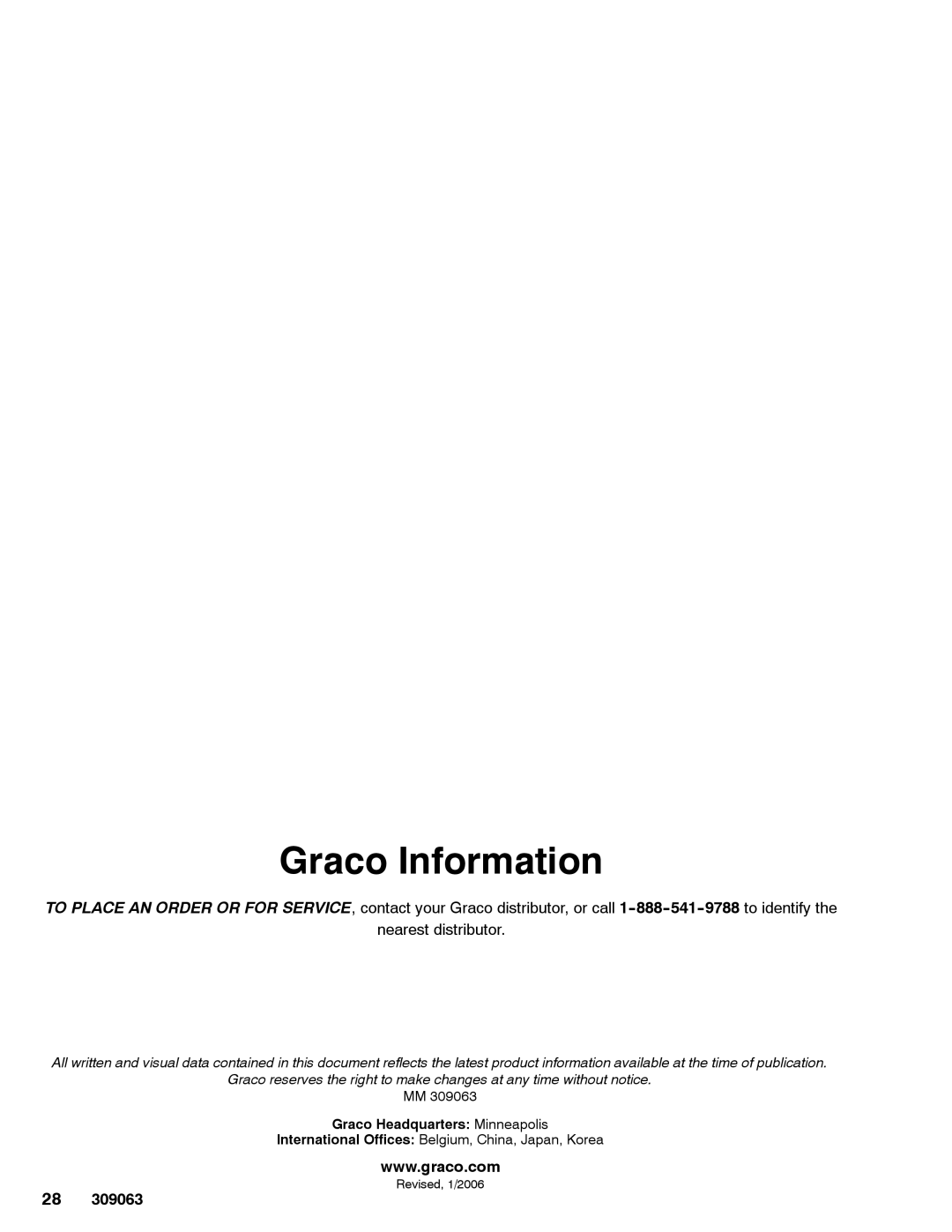 Graco 309063F important safety instructions Graco Information 