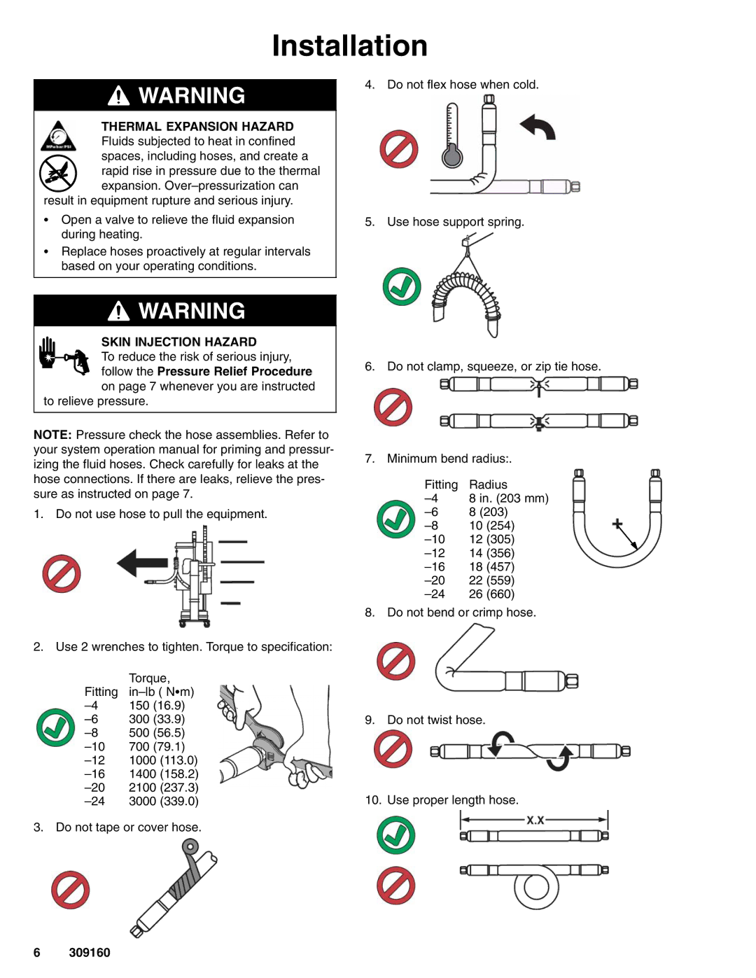 Graco 309160L important safety instructions Installation, Skin Injection Hazard 