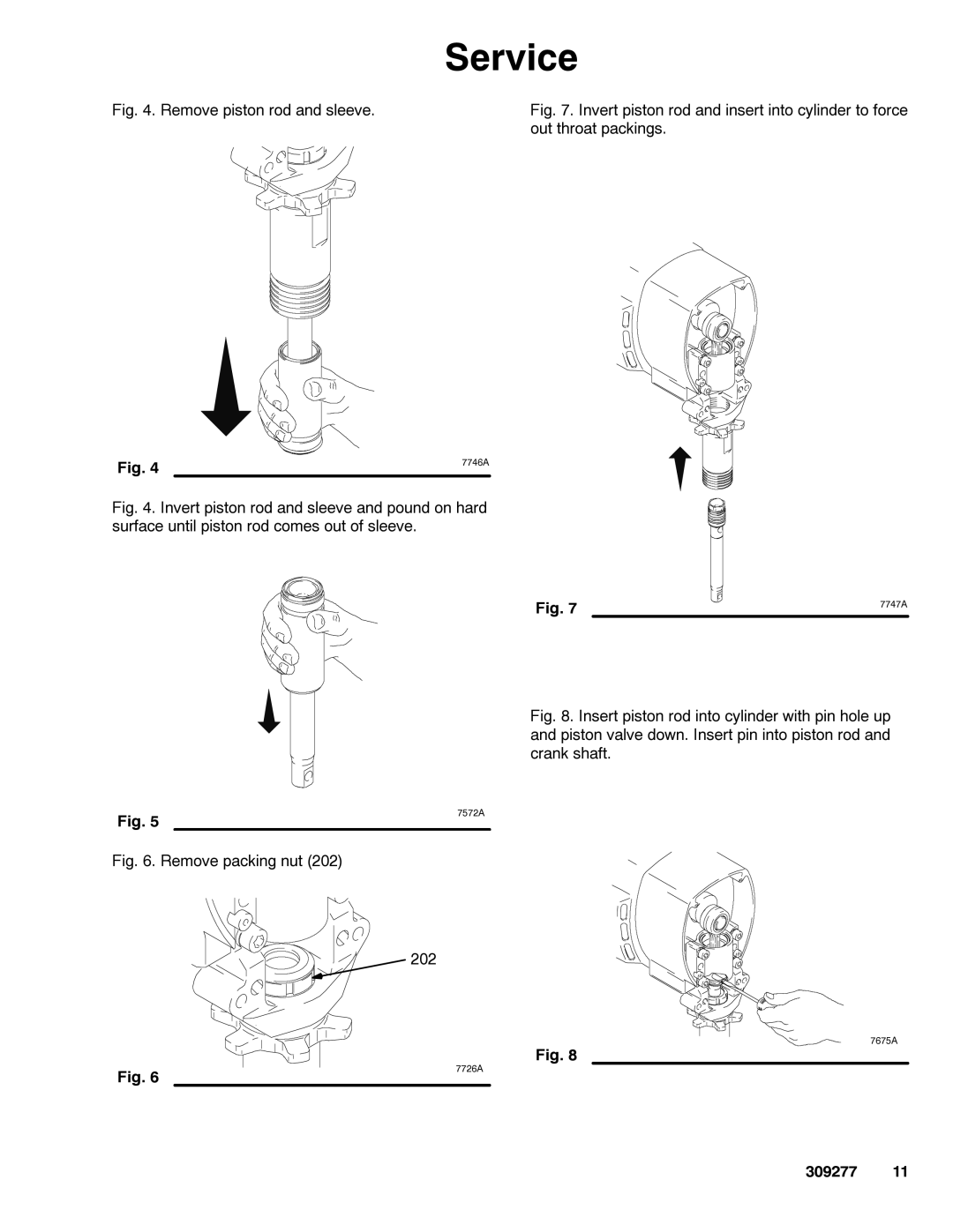 Graco 309277ZAC important safety instructions Remove piston rod and sleeve 