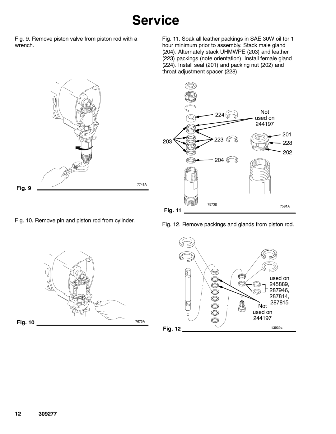 Graco 309277ZAC important safety instructions Remove piston valve from piston rod with a wrench 