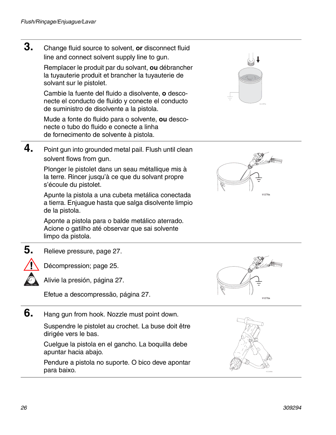 Graco 309294H manual Alivie la presión, página Efetue a descompressão, página 