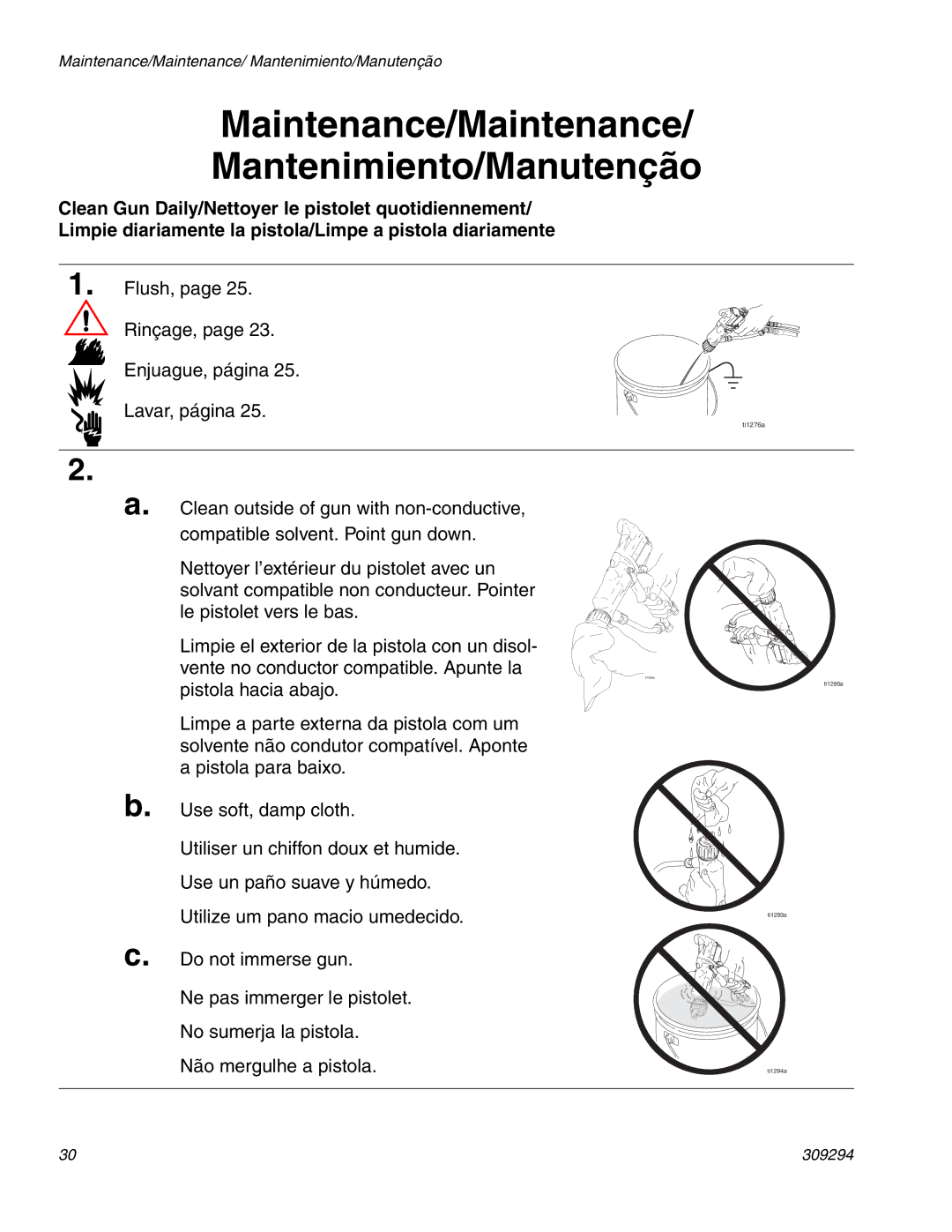 Graco 309294H manual Maintenance/Maintenance Mantenimiento/Manutenção 