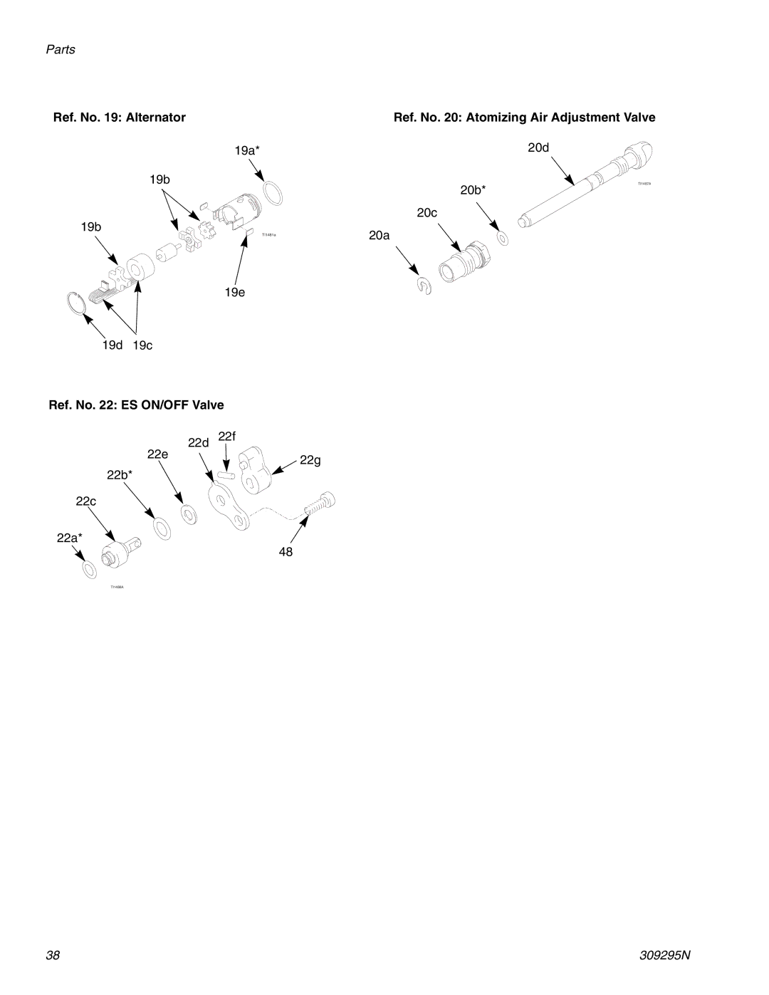 Graco 309295N Ref. No Alternator, Ref. No ES ON/OFF Valve, Ref. No Atomizing Air Adjustment Valve 